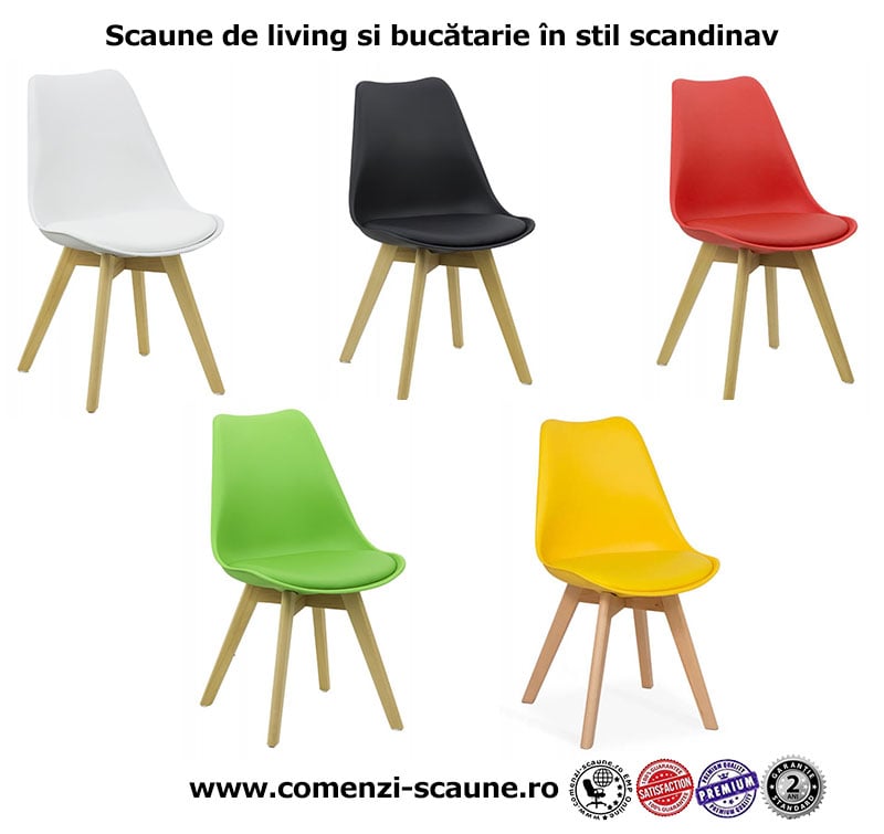 Scaune de bucătărie color în stil scandinav